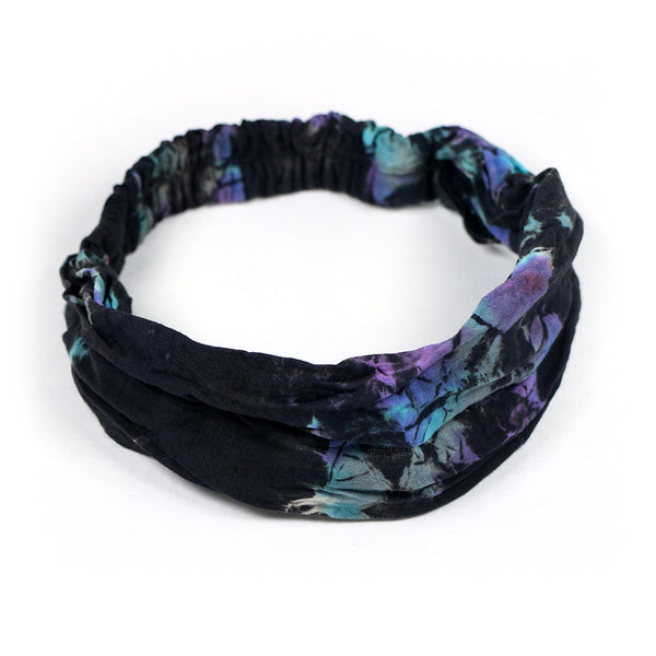 Cotton Summer Headband - Black, Blue & Purple