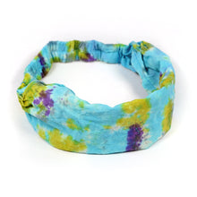 Load image into Gallery viewer, Cotton Summer Headband - Light Blue, Green &amp; Purple