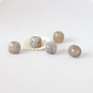Grey Banded Agate Stone Bead (Rare) - loctician.co.nz