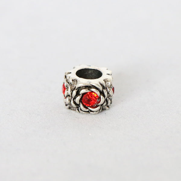 Red Gem Rose Bead - loctician.co.nz
